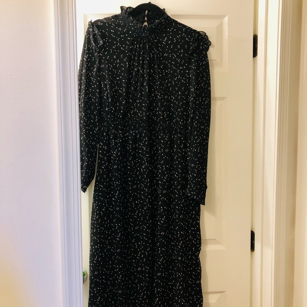 Black and white floral midi dress